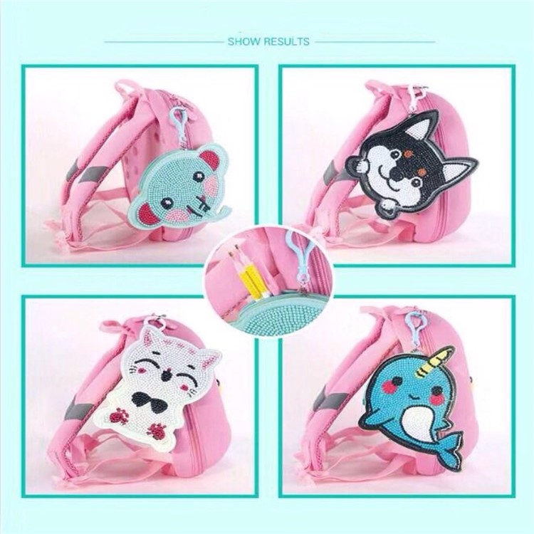 DIY Creative Animal Diamond Decor Small Pouch for Children - Black Dog-5