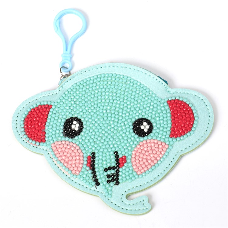 DIY Creative Animal Diamond Decor Small Pouch for Children - Green Elephant-1