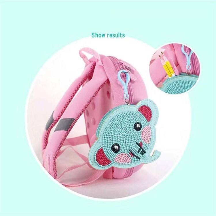 DIY Creative Animal Diamond Decor Small Pouch for Children - White Cat-4