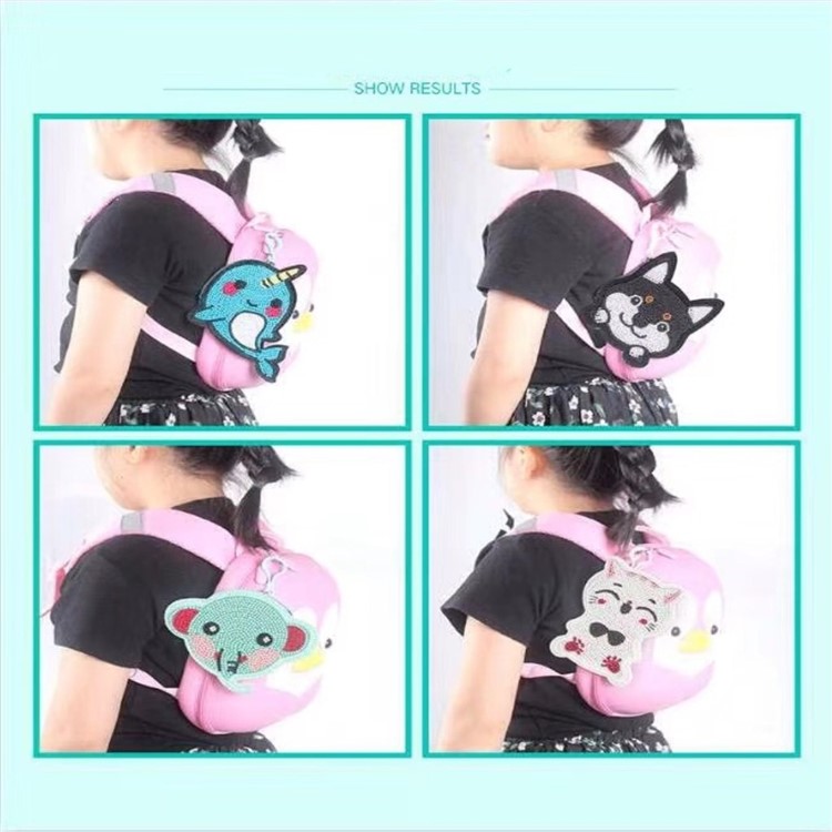 DIY Creative Animal Diamond Decor Small Pouch for Children - White Cat-6
