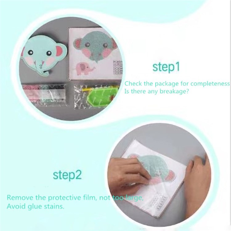 DIY Creative Animal Diamond Decor Small Pouch for Children - White Cat-7