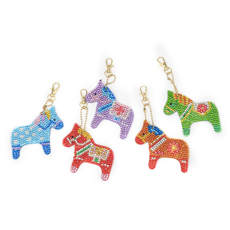 5Pcs Horse-shaped Cute Key Chain Pendant Keychain Holder Keyring Car Hanging Decor Decoration-1