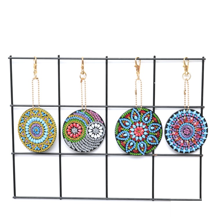 4Pcs Fashionable Mandala Key Chain Pendant Keychain Holder Keyring Car Hanging Decor Decoration-3