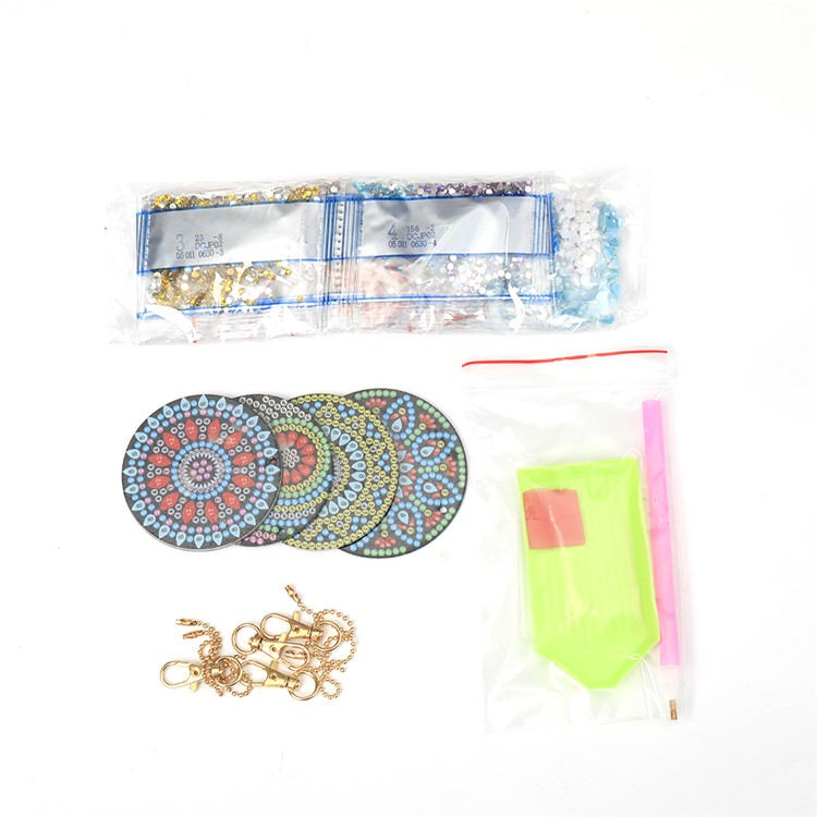 4Pcs Fashionable Mandala Key Chain Pendant Keychain Holder Keyring Car Hanging Decor Decoration-5