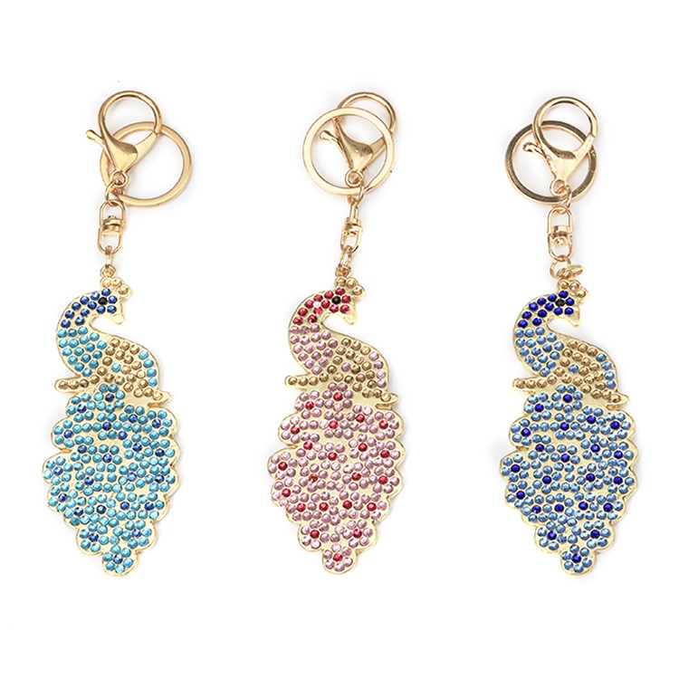 3Pcs Fashionable Peacock Key Chain Pendant Keychain Holder Keyring Car Hanging Decor Decoration-1