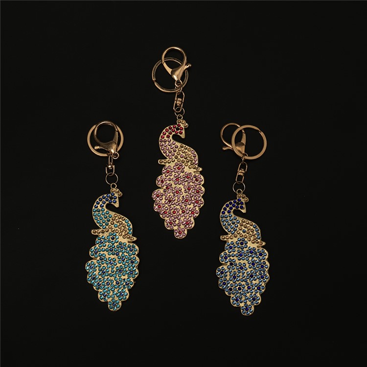 3Pcs Fashionable Peacock Key Chain Pendant Keychain Holder Keyring Car Hanging Decor Decoration-2