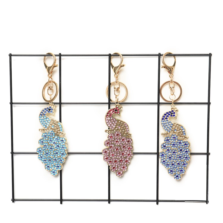 3Pcs Fashionable Peacock Key Chain Pendant Keychain Holder Keyring Car Hanging Decor Decoration-3