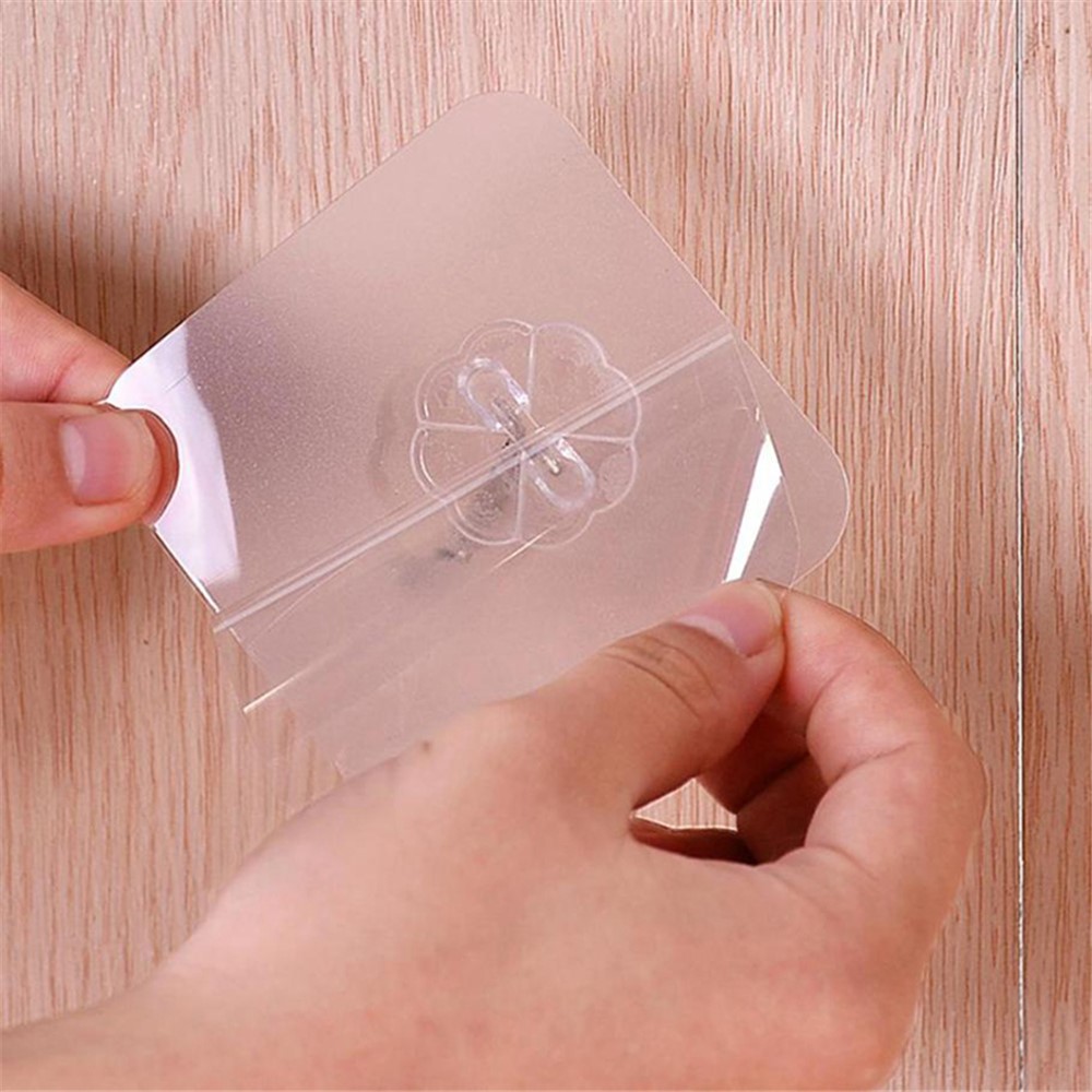 10Pcs Wall Self-adhesive Hooks Transparent Waterproof and Oilproof Hanging Utility Hooks for Bathroom Kitchen Heavy Duty-11