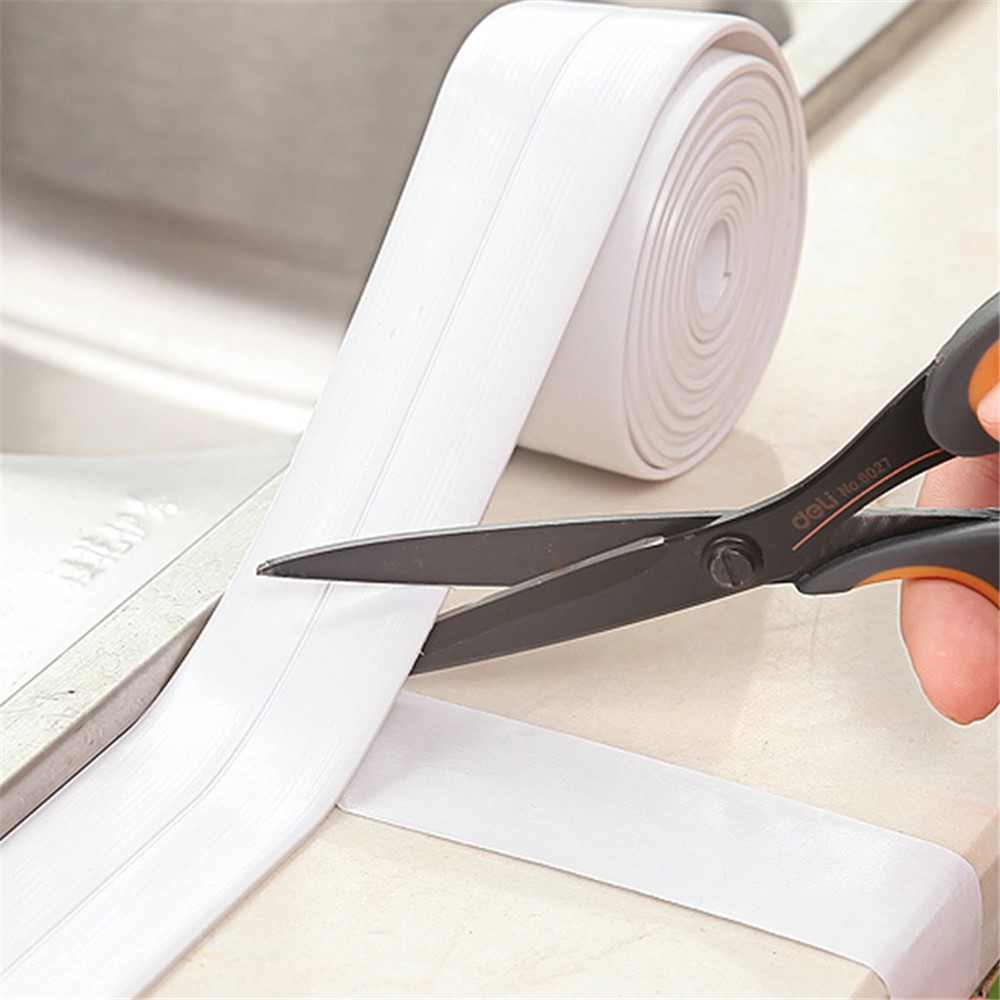 3.2M Waterproof Anti-Mildew Self Adhesive Sealing Caulk Strip Tape for Bathtub Bathroom Kitchen - White-3