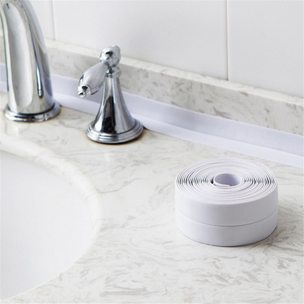 3.2M Waterproof Anti-Mildew Self Adhesive Sealing Caulk Strip Tape for Bathtub Bathroom Kitchen - White-5