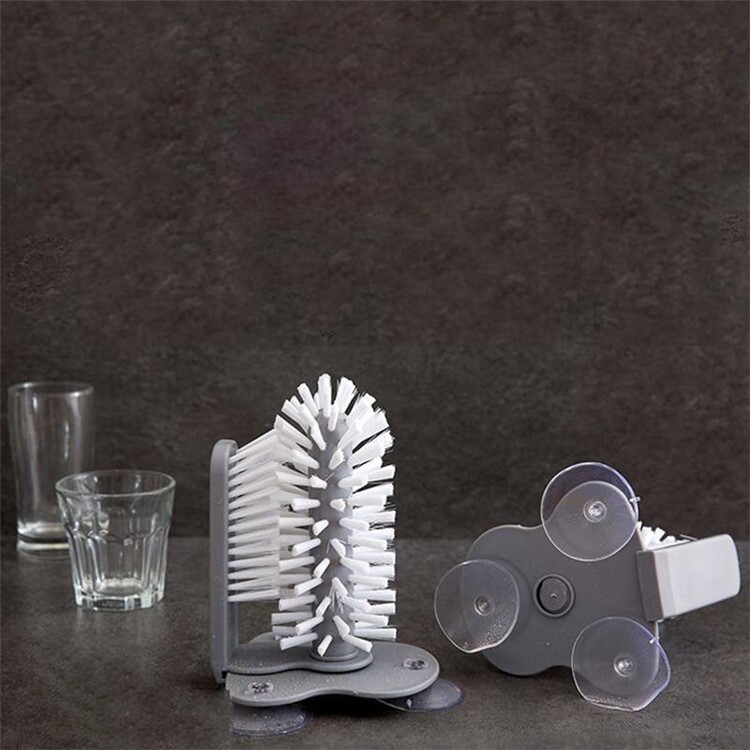 Glass Cup Washer Double Sided Bristle Brush with Suction Cups-3