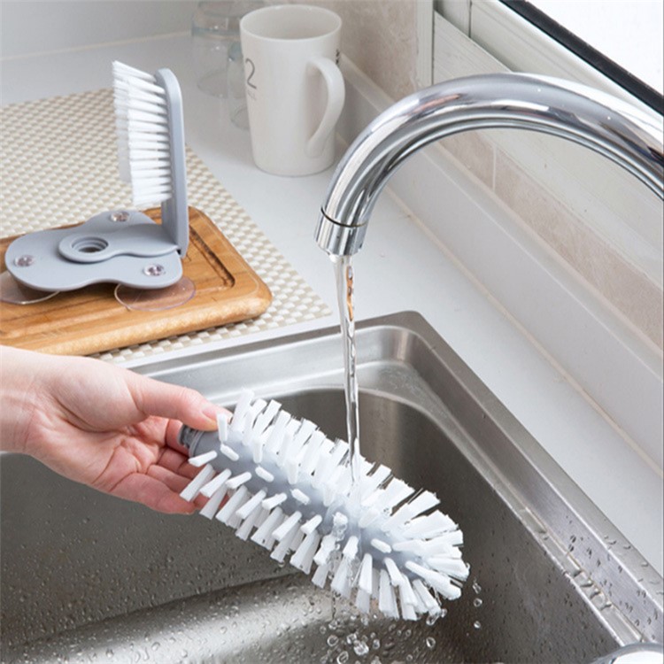 Glass Cup Washer Double Sided Bristle Brush with Suction Cups-4