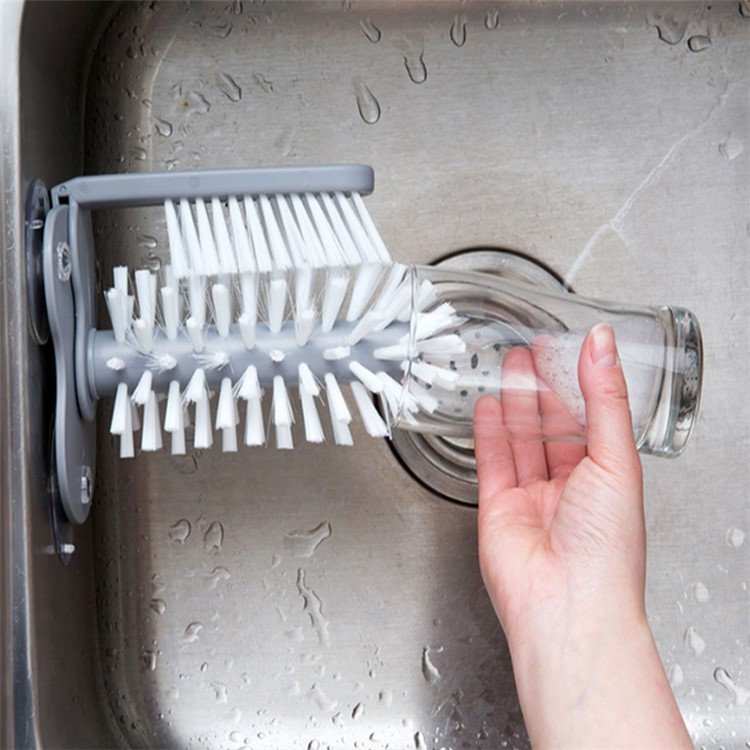 Glass Cup Washer Double Sided Bristle Brush with Suction Cups-5