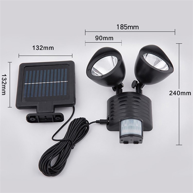 Solar Garden Light Human Body Induction Double-Headed 22-LED Outdoor Wall Lamp-4