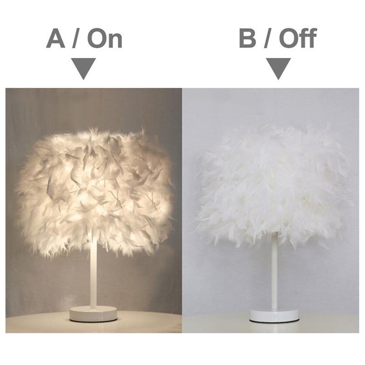 Pantalla LED Lámpara De Mesa Plumas Elegante Luz Mesita De Noche Dormitorio Iluminación De Oficina Decoración - Enchufe De La UE-5