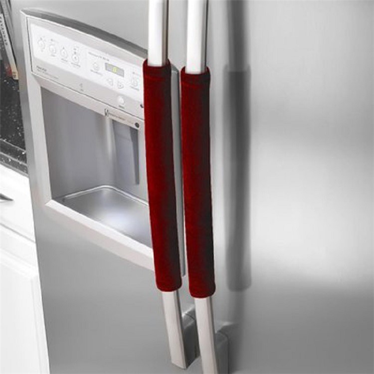 2Pcs Kitchen Appliance Fridge Door Handle Cover Non-Slip Anti-oil Protective Gloves - Wine Red