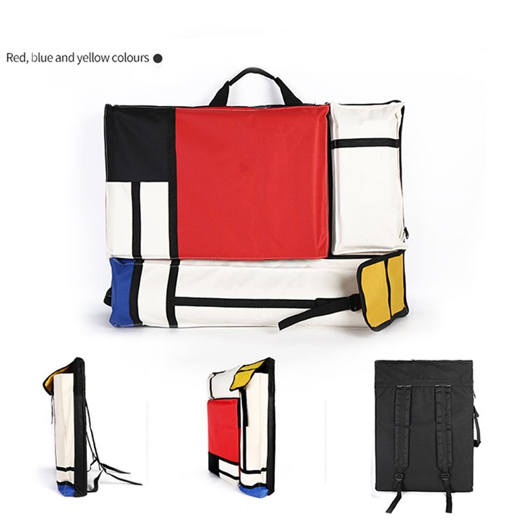 Color Splicing Multi-functional 4K Canvas Bag Outdoor Travel Sketch Bag-4