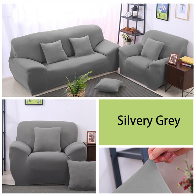 Elastic Couch Cover Protector Stretch Sofa Cover Single 90-140cm - Silvery Grey-1