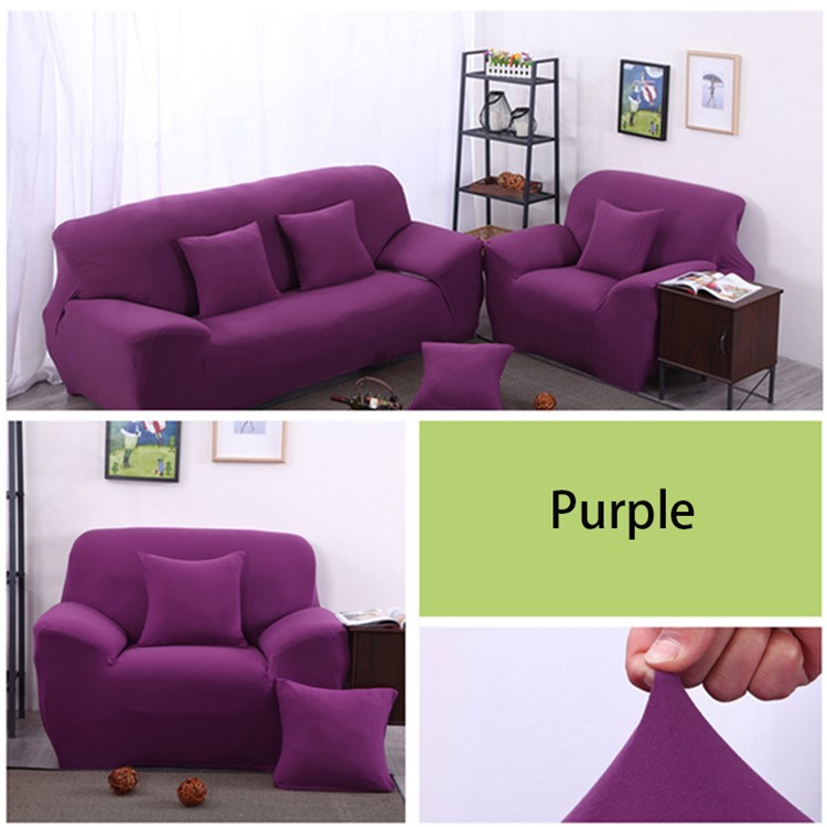 Elastic Couch Cover Protector Stretch Sofa Cover Single 90-140cm - Purple-1