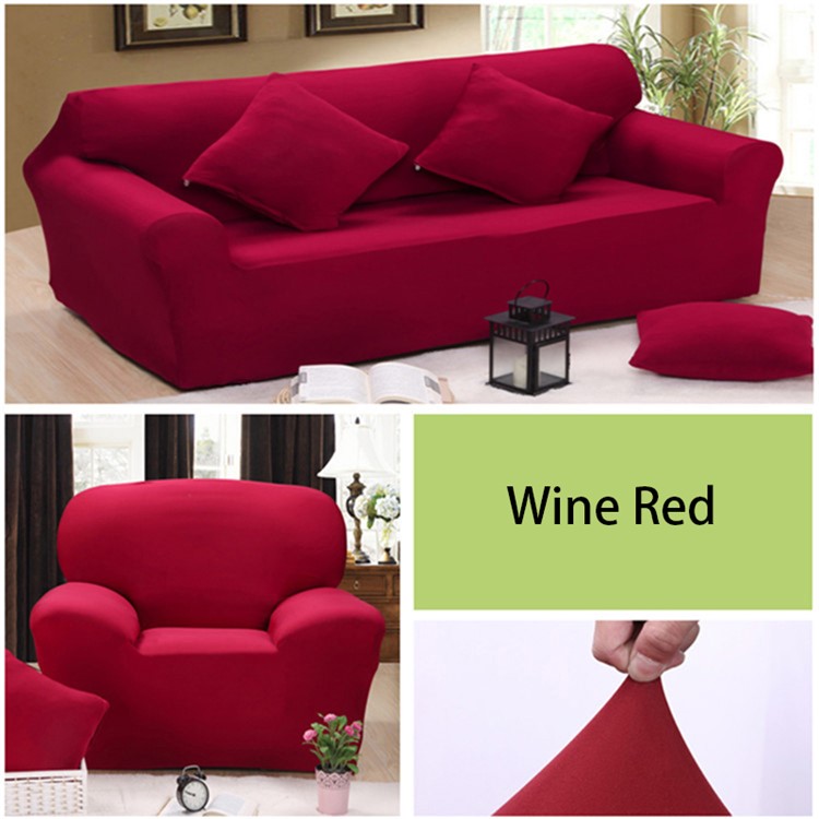 Elastic Couch Cover Protector Stretch Sofa Cover Single 90-140cm - Wine Red-1