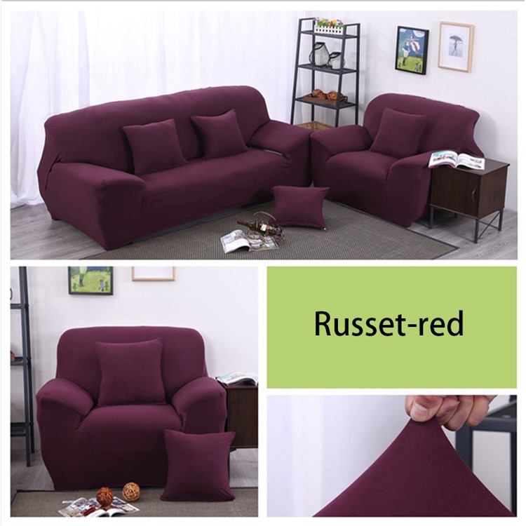 Elastic Couch Cover Protector Stretch Sofa Cover Single 90-140cm - Russet-red-1