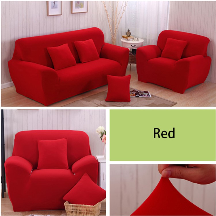 Elastic Couch Cover Protector Stretch Sofa Cover Single 90-140cm - Red-1