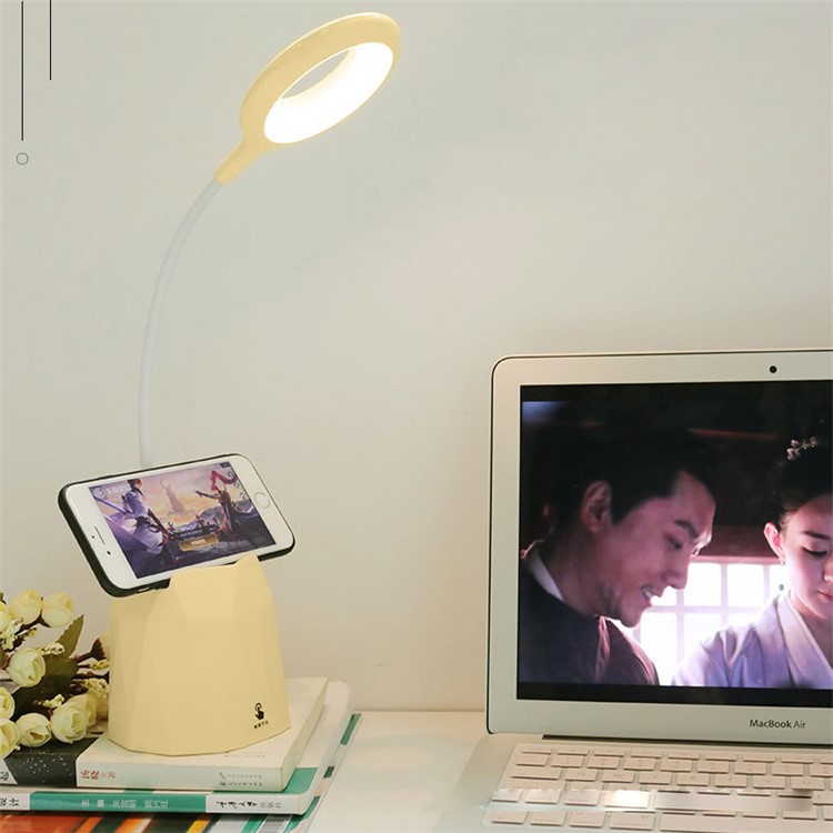 Rechargeable LED Table Lamp Pen Holder Touch Desk Lamp Student Reading USB Charge Night Light - Beige