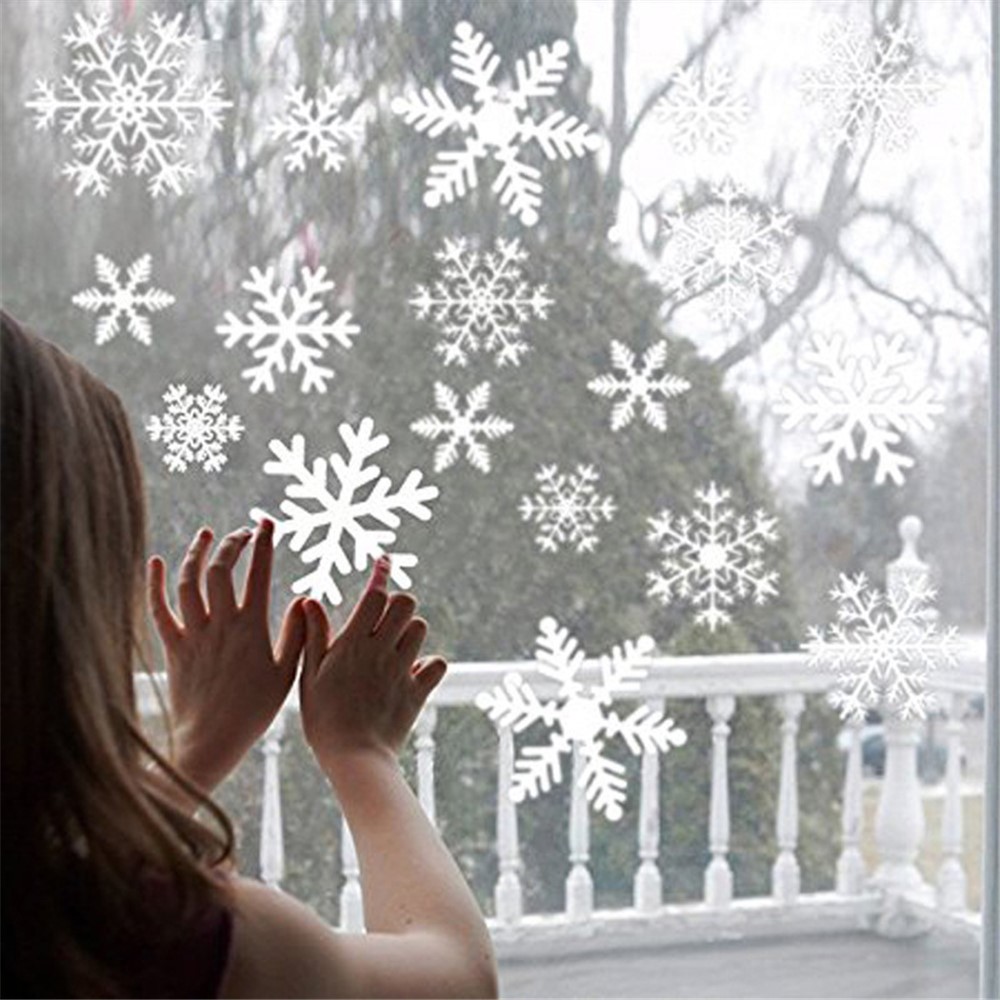 50x35cm Snowflake Frozen Decals Window Wall Stickers Christmas Decor - White-1