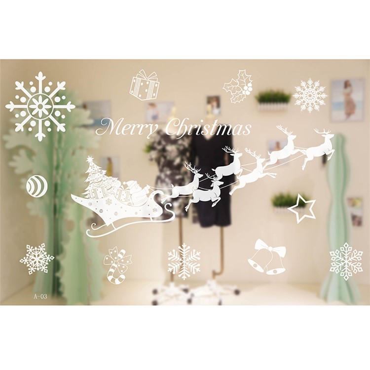 Non-adhesive Static Paste for Christmas Window Decoration - Elk Sled-1