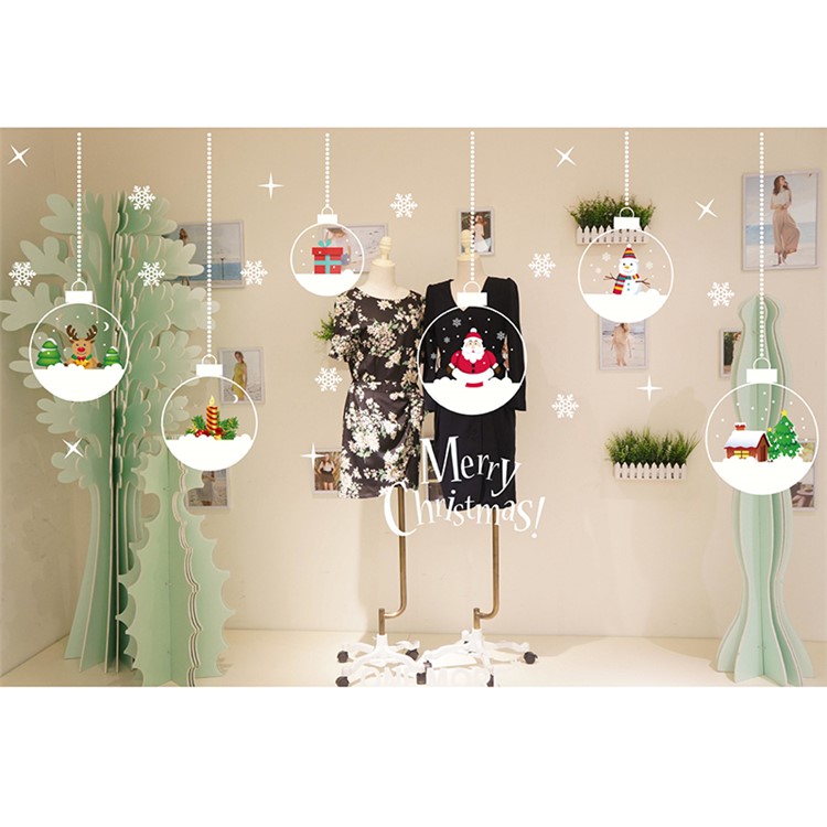 Non-adhesive Static Paste for Christmas Window Decoration - Christmas Balls-1