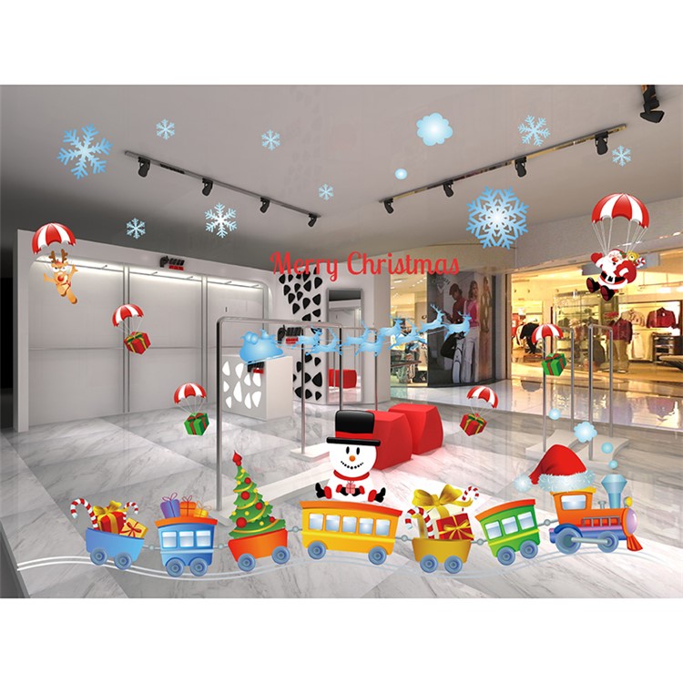 Non-adhesive Static Paste for Christmas Window Decoration - Colorful Train-1