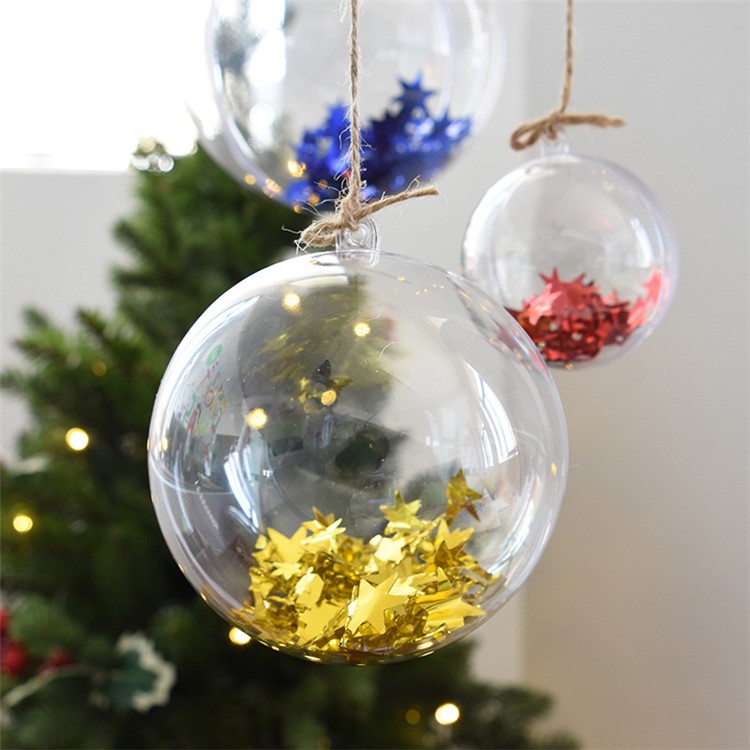 8cm Clear Plastic Ball Christmas Decoration Hanging Ball-4