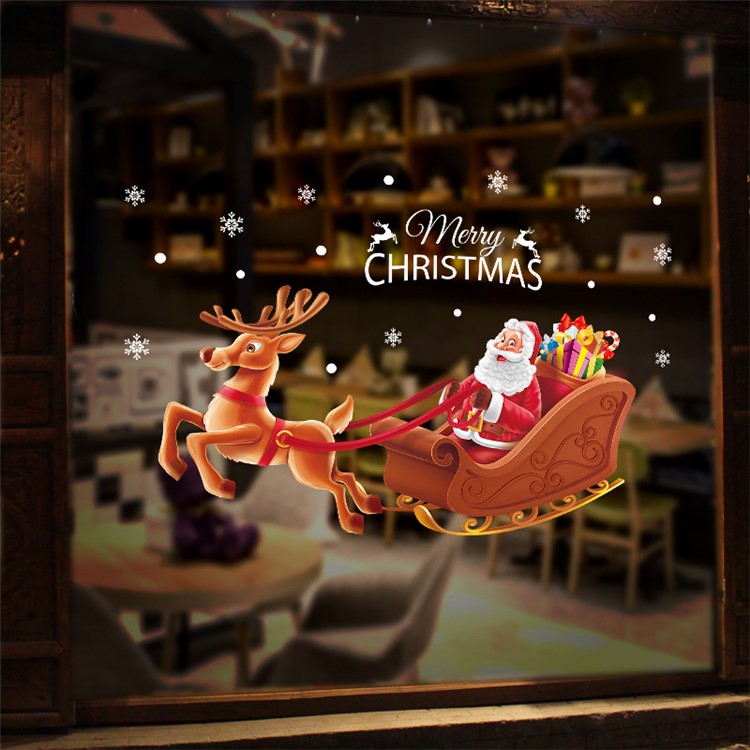 Santa Claus and Sled Window Decoration Window Decal Sticker-2