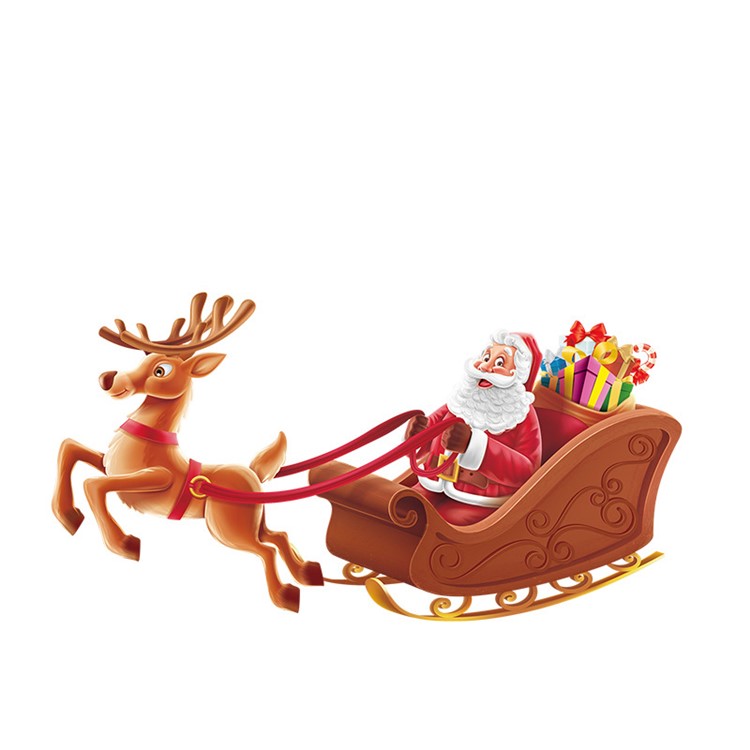 Santa Claus and Sled Window Decoration Window Decal Sticker-3
