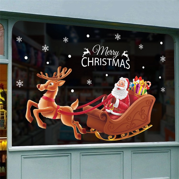 Santa Claus and Sled Window Decoration Window Decal Sticker-4