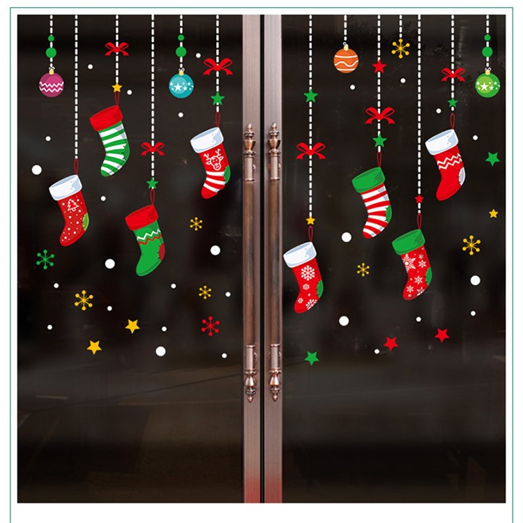 Christmas Window Clings Decal Stickers Window Decoration Ornament - Christmas Socks-1