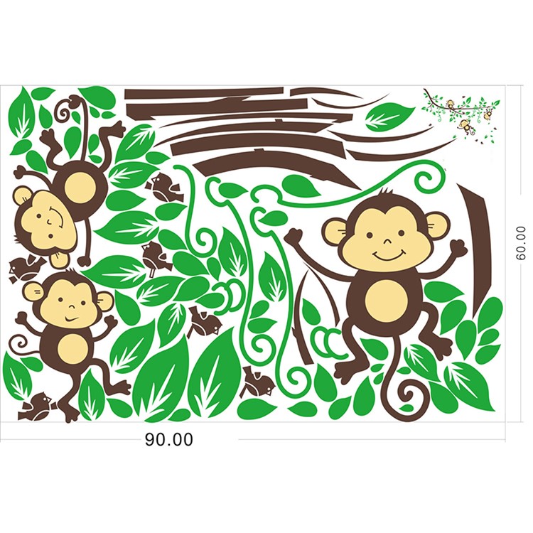 Monkey Pattern Removable Wall Decal DIY Wall Sticker, Size: 90 x 60cm-2