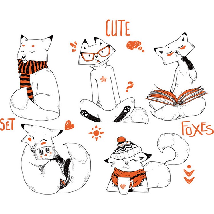 Cute Fox Pattern Removable Wall Decal Children Room Decoration-2