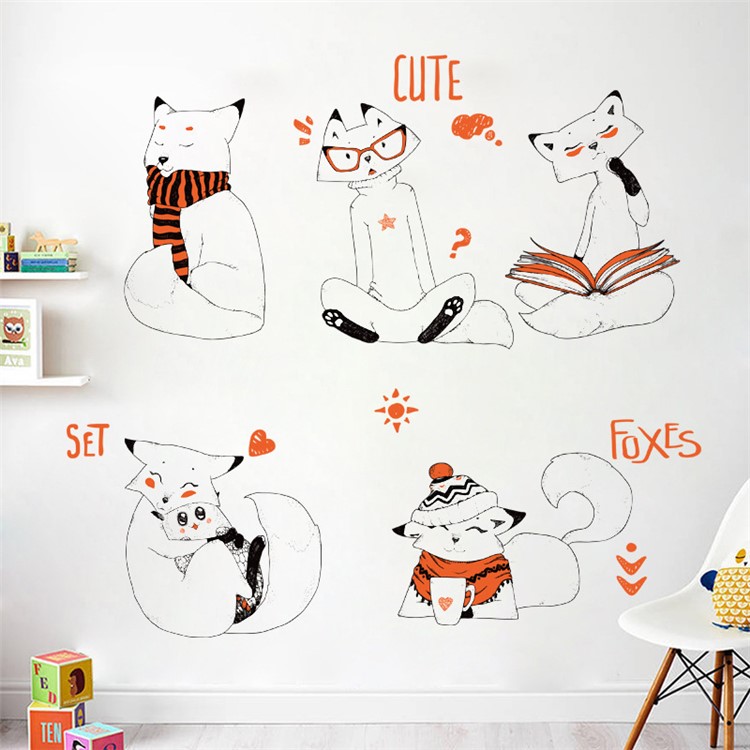 Cute Fox Pattern Removable Wall Decal Children Room Decoration-4