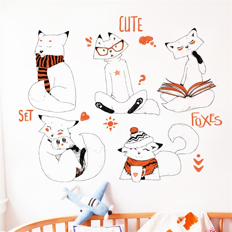 Cute Fox Pattern Removable Wall Decal Children Room Decoration-5