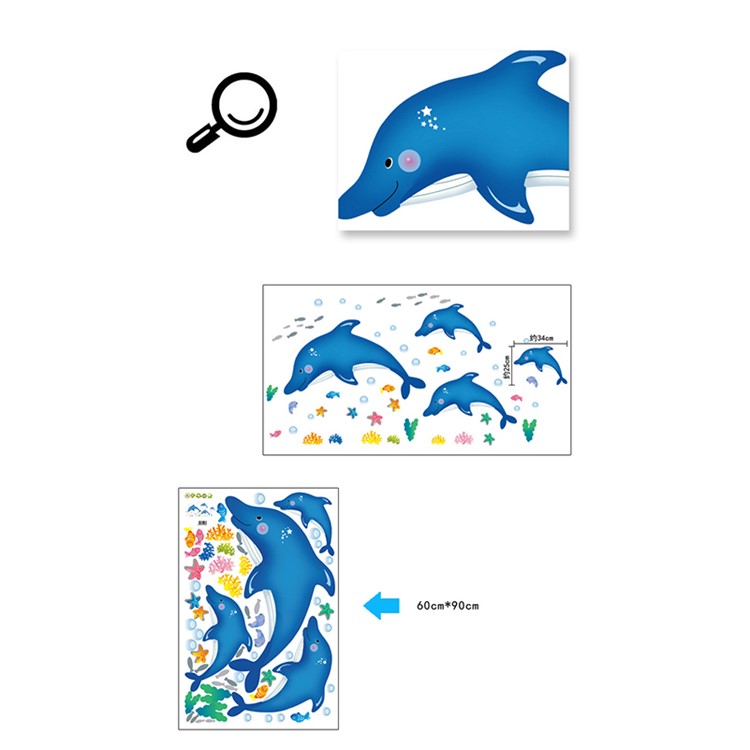 Dolphin Pattern Removable Wall Decal Children Room Decoration, Size: 90 x 60cm-6