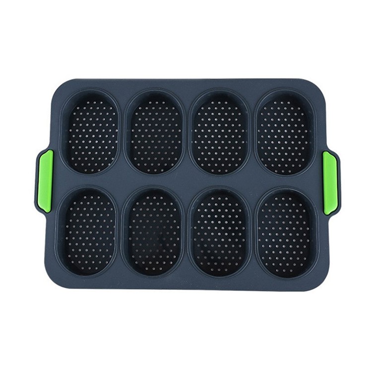 8-Cavity Silicone Baking Cakes Pan Non-Stick Baking Mold for Home Cooking - Dark Grey