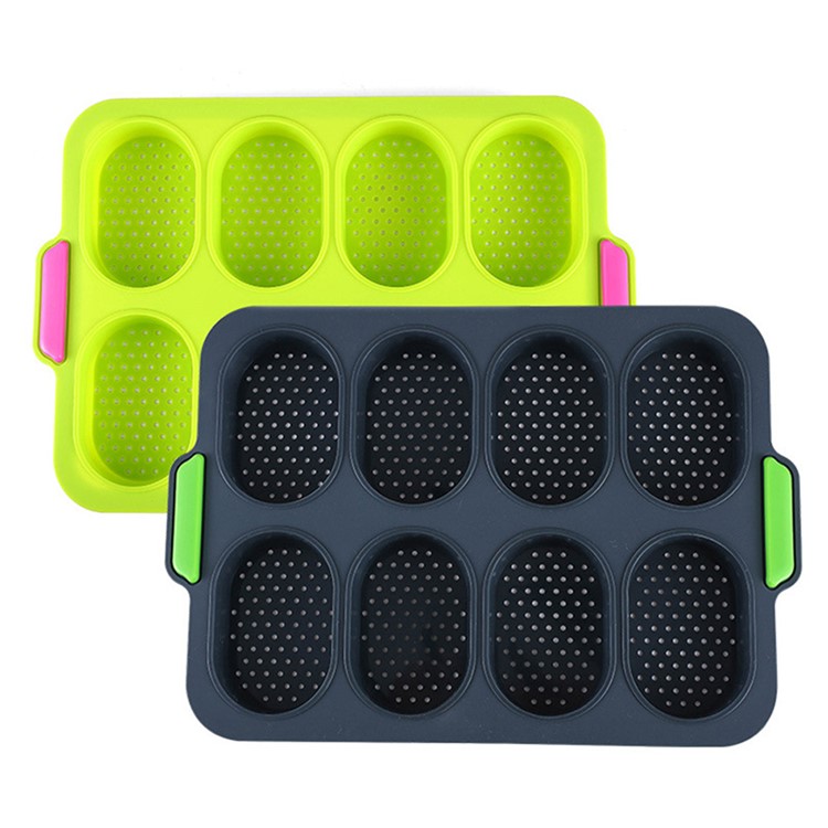 8-Cavity Silicone Baking Cakes Pan Non-Stick Baking Mold for Home Cooking - Cyan