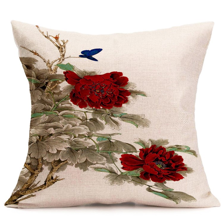 Flower Pattern Pillow Cover Cushion Case, Size: 43cm*43cm - Style D-1