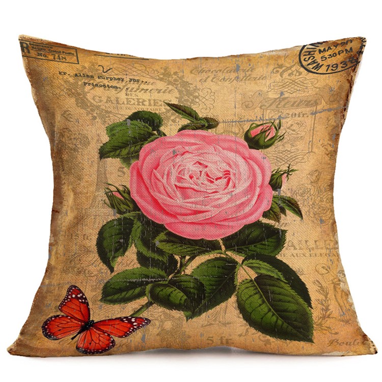 Flower Pattern Pillow Cover Cushion Case, Size: 43cm*43cm - Style E-1