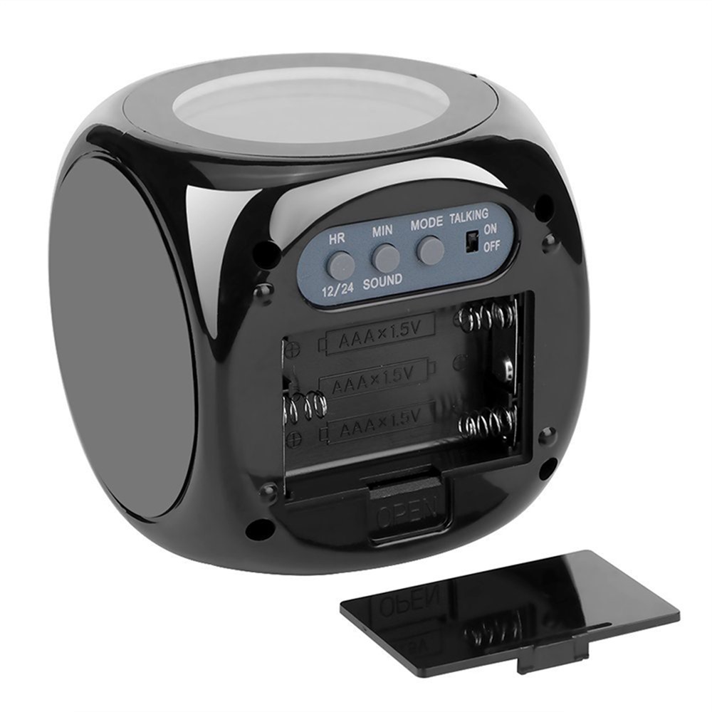 Digital Projection Alarm Clock Voice Report Projector Clock Weather Station Thermometer Wake Up - Black-3