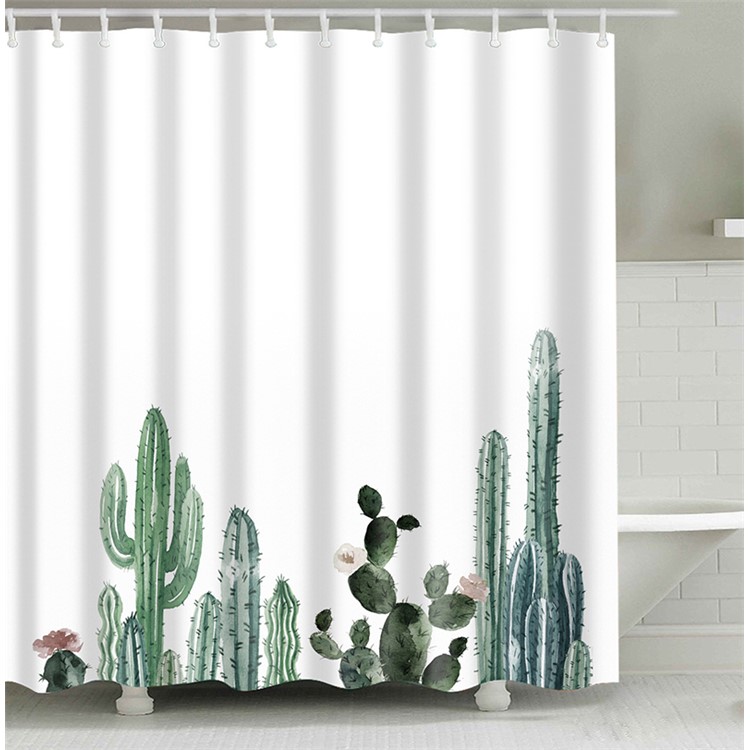 Waterproof Cactus Pattern Bathroom Shower Curtain, Size: 180cm x 180cm - Style B-1