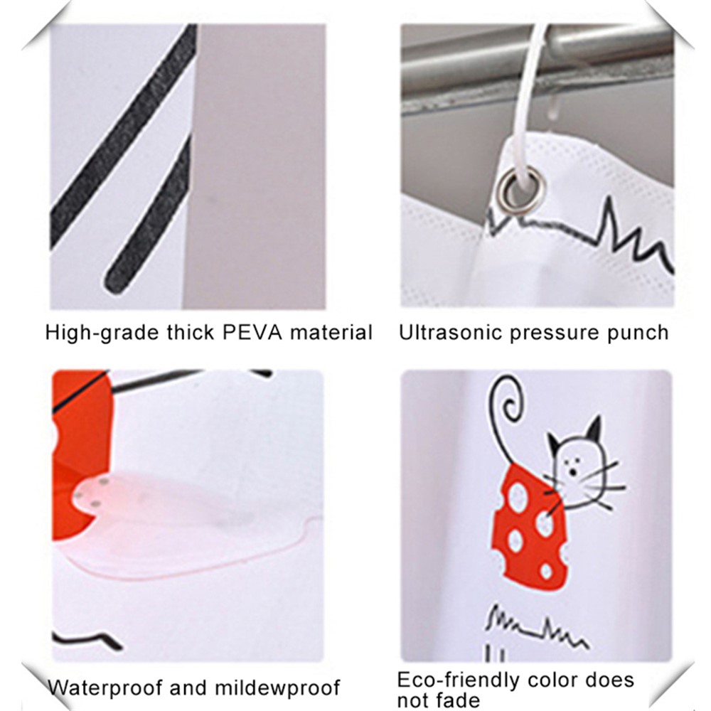 Waterproof Cat Pattern Bathroom Shower Curtain, Size: 180cm x 200cm-7