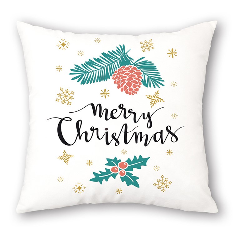 Christmas Pattern Printing Pillow Case Sofa Home Decor Cushion Cover Decor - Pine Cone-1