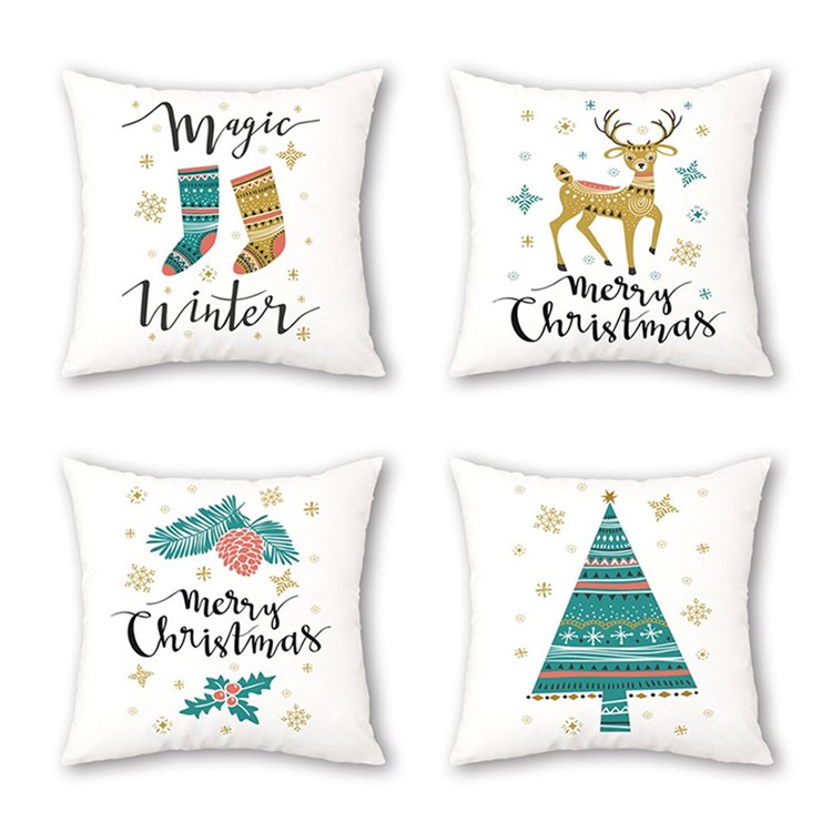 Christmas Pattern Printing Pillow Case Sofa Home Decor Cushion Cover Decor - Pine Cone-3